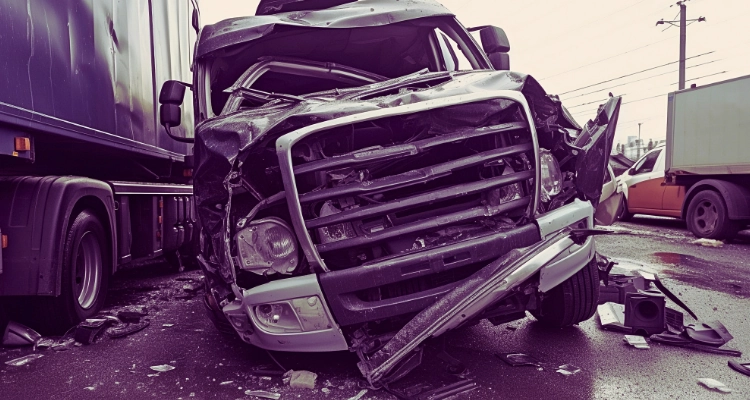 When Trucks Collide: Exploring the Legal Consequences of a Truck Accident 12 A wrecked truck in the middle of the road.