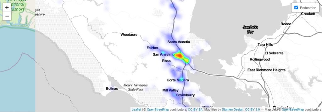 pedestrian accident heat map
